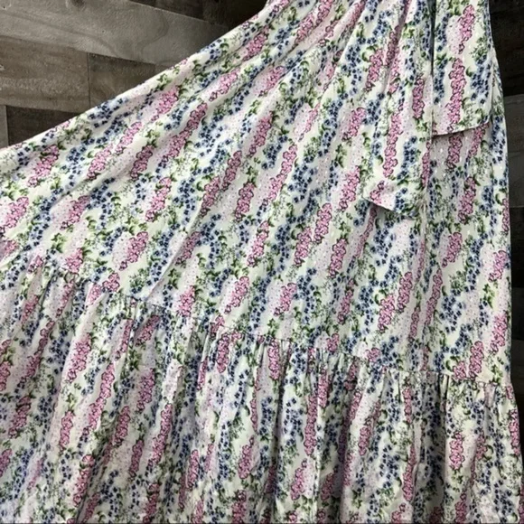 BYTIMO Blue Field Floral Ruffle Midi Wrap Dress Size Medium / NWT - Picture 8 of 16
